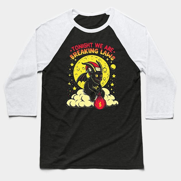 Tonight We re Breaking Laws - Funny Baphomet Christmas Gift Baseball T-Shirt by Trendsdk